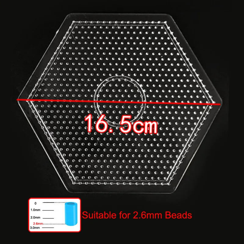 A hexagonal grid with a measurement line indicating 16.5 cm and a scale for bead sizes, suitable for 2.6mm beads.