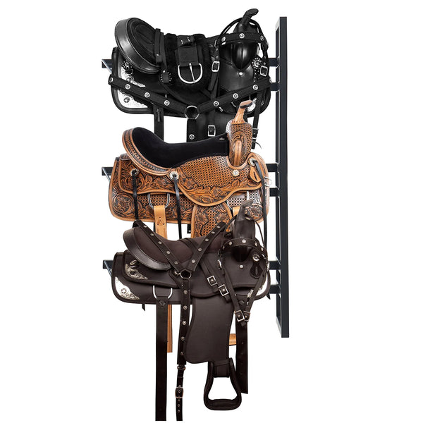 Wall Mounted Saddle Rack for Horses 3-Tier Storage