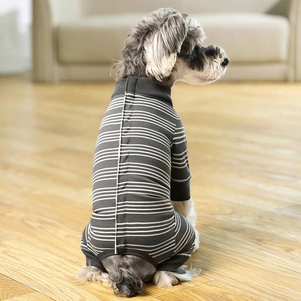 Striped Four-Leg Dog Pajama Jumpsuit