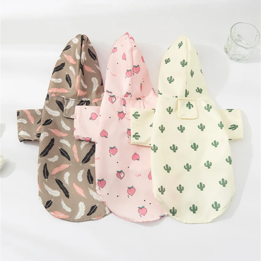 Cartoon Printed Waterproof Dog Raincoat