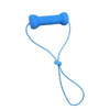 Blue durable TPR dog chew toy with a strap for dental health and play