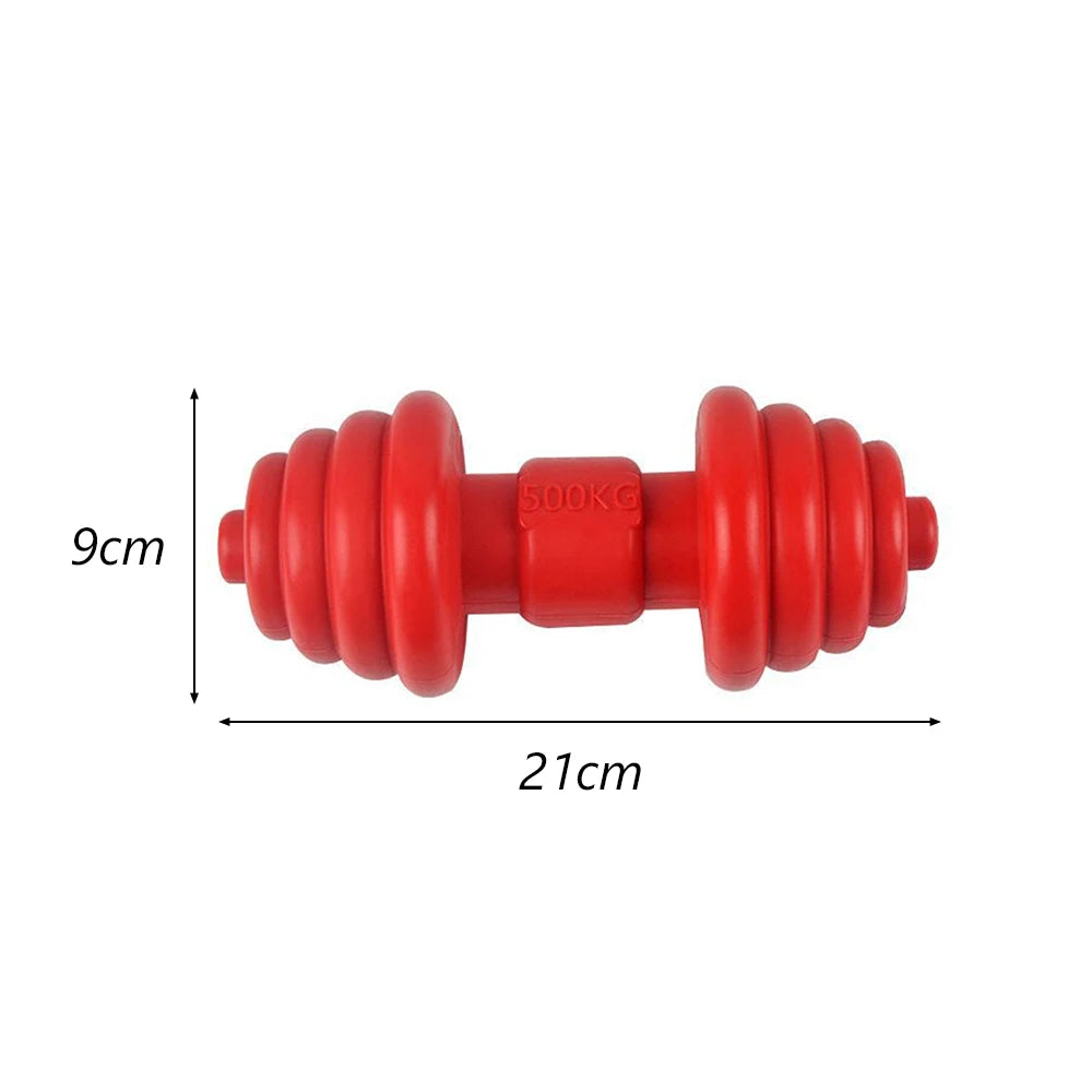 A red hexagonal TPR dog chew toy with a 500KG weight, shown with dimensions of 9cm by 21cm.