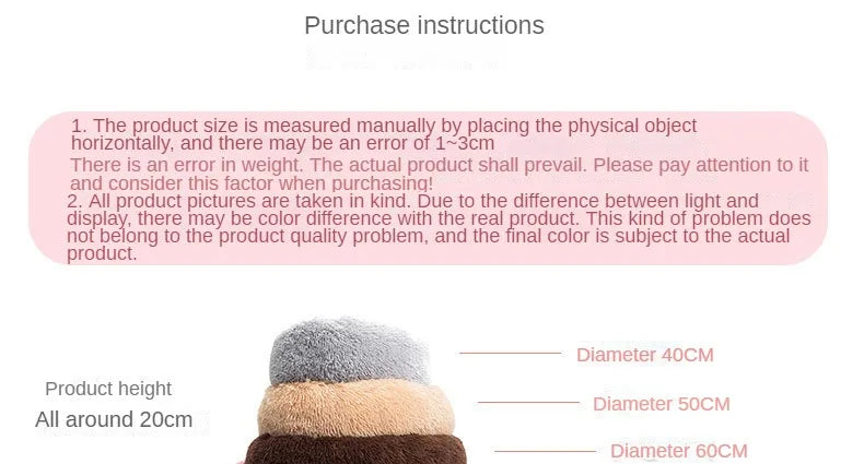 Panier Rond en Peluche pour Animaux avec Housse Amovible