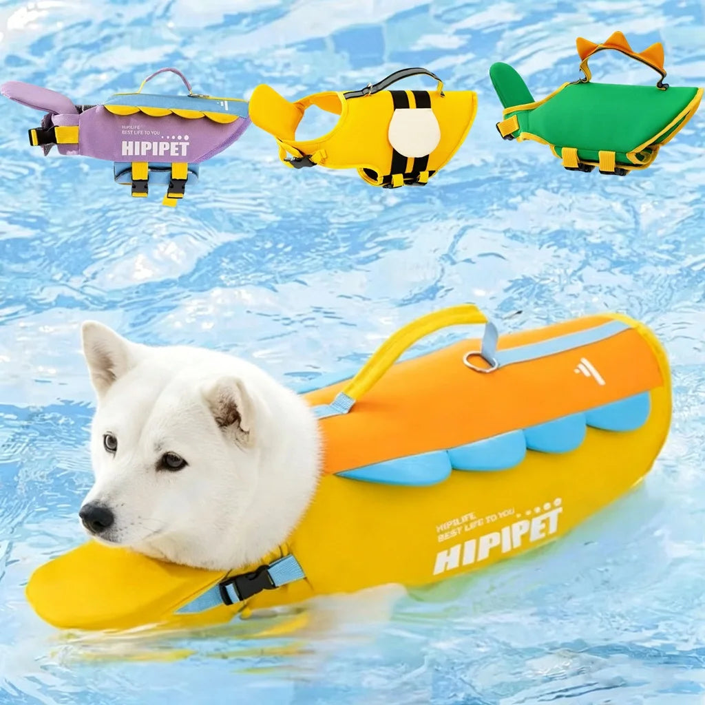 Adjustable Dog Life Jacket with Reflective Trim for Swimming and Water Safety