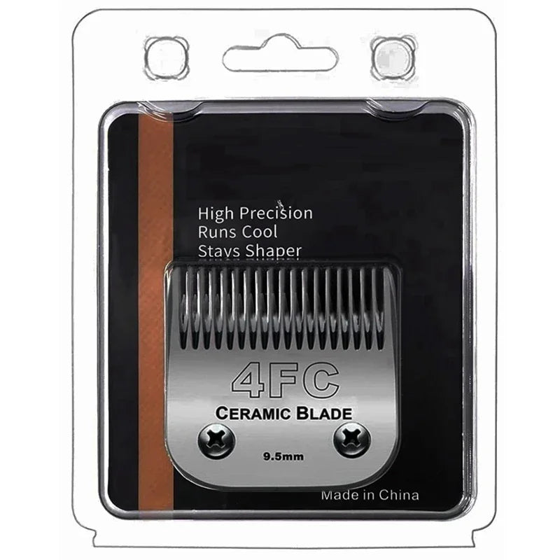 A black plastic case containing a 4FC ceramic blade staves shaper for pet clipping, marked Made in China.