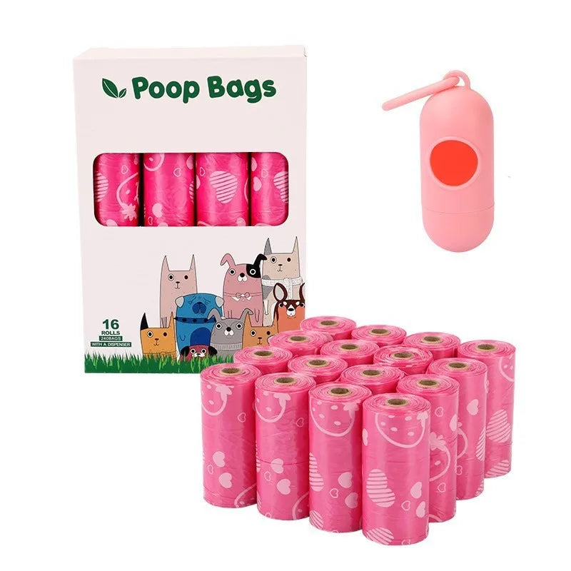 Extra Thick Leak-Proof Dog Poop Bags with Dispenser – Cute Heart Print