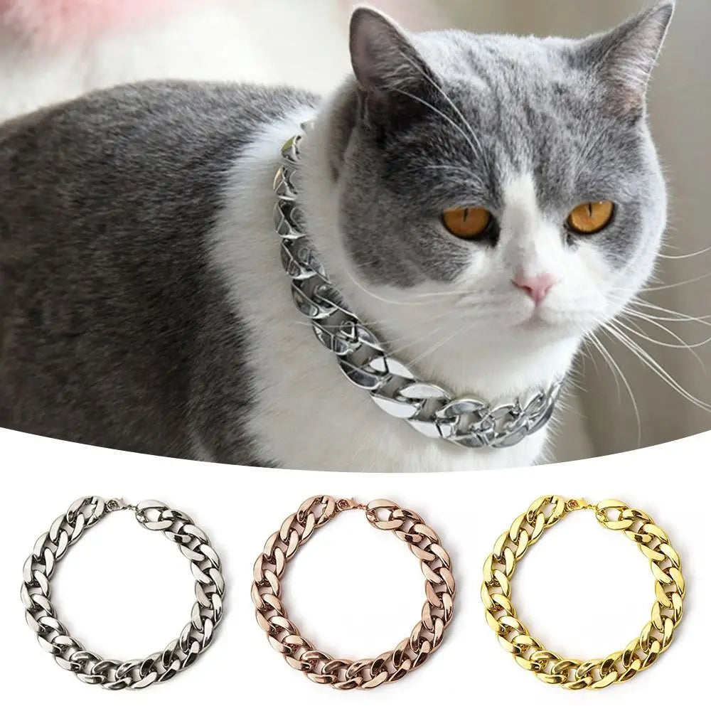 Adjustable Gold Chain Pet Necklace for Cats and Dogs