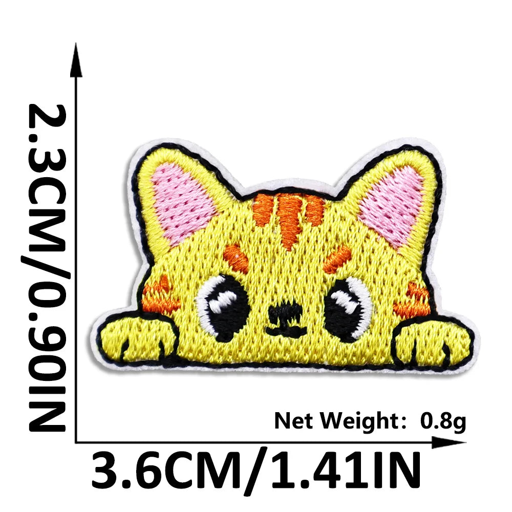 Cat Embroidered Iron-On Patch – Cute Pocket-Sized Appliqué for Clothing & Crafts