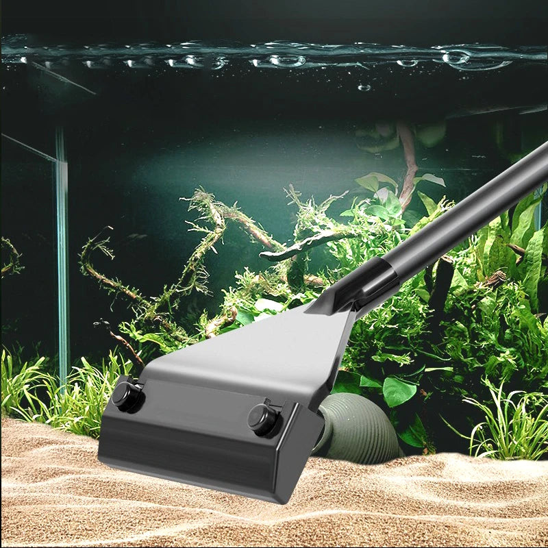 Racleur d'algues pour aquarium à double usage avec long manche