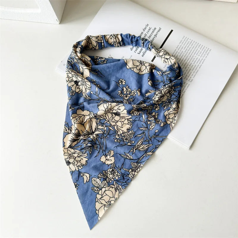 Boho Floral Print Cotton Triangle Hair Bandanas