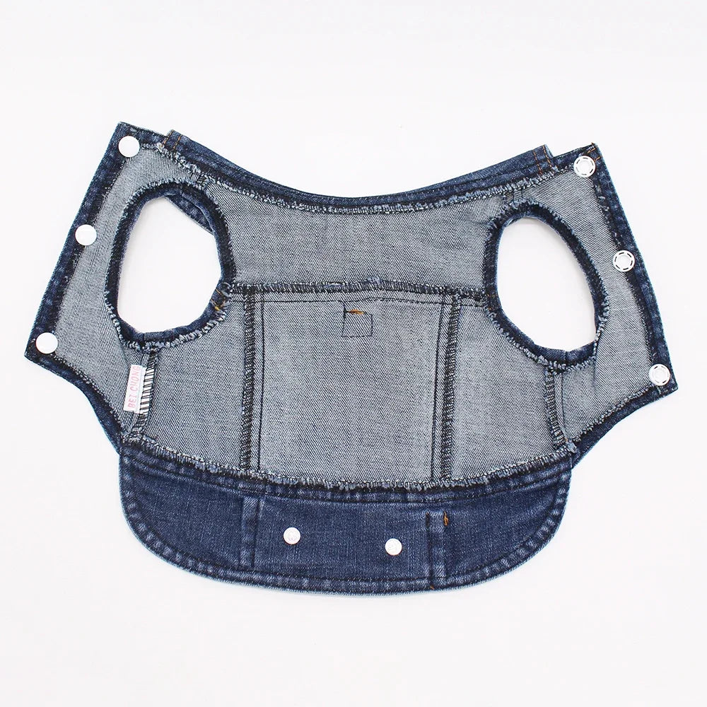 Classic Denim Dog Jacket with Harness and Leash Ring
