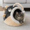 Cozy Cave Cat Bed with Lantern Fish Design