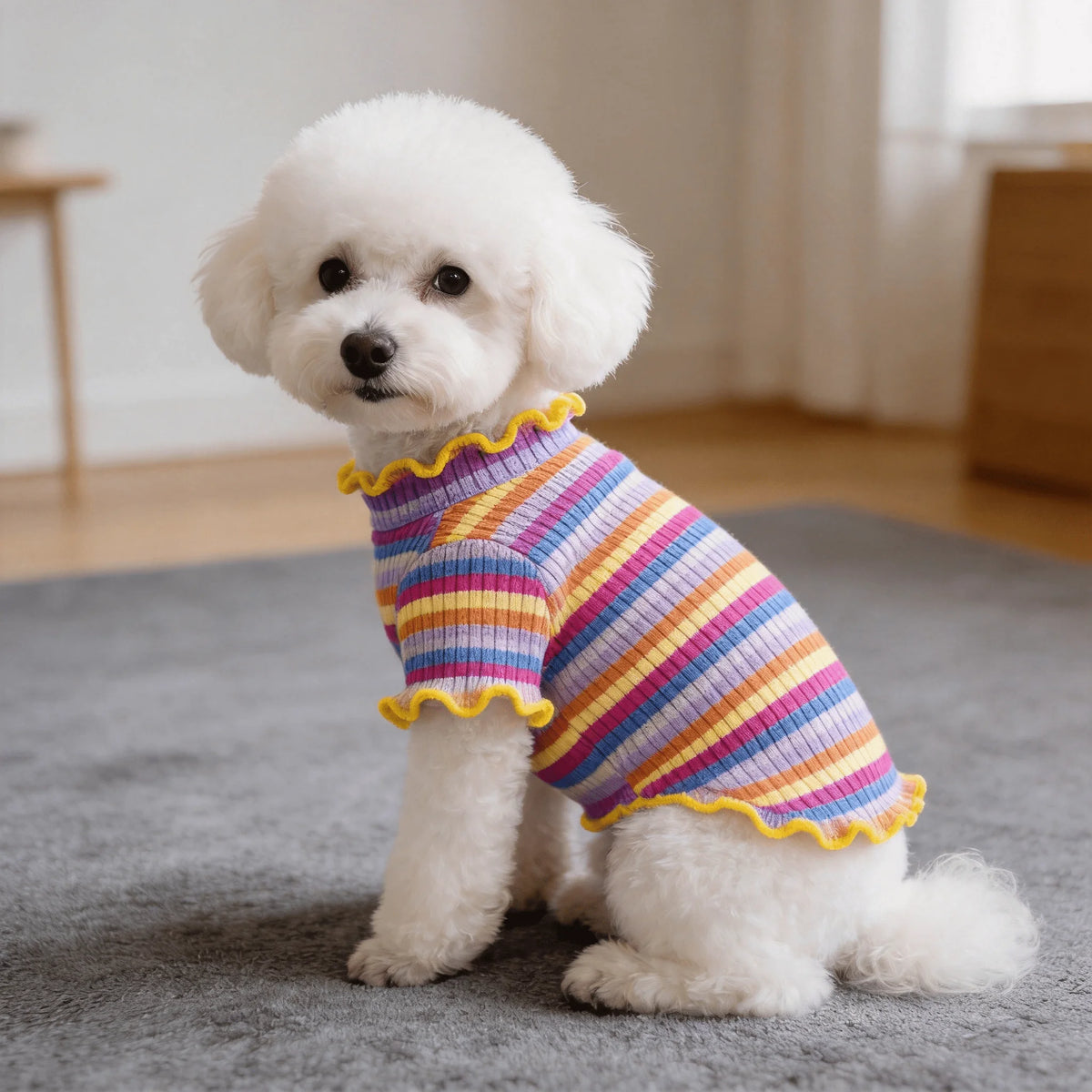 Striped Cotton Pet T-Shirt for Small Dogs and Puppies