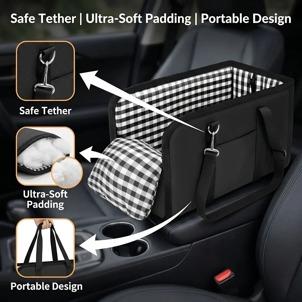 Foldable Dog Car Seat Booster with Anti-Slip Base