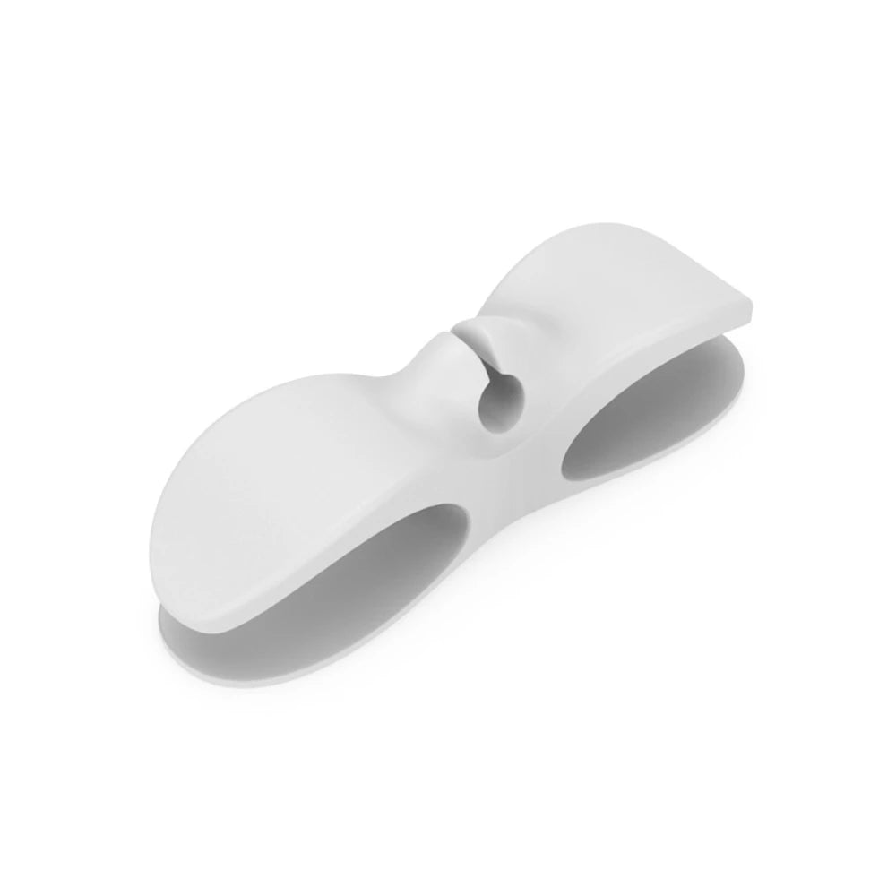 A white heavy-duty silicone cable organizer designed to manage household wires.
