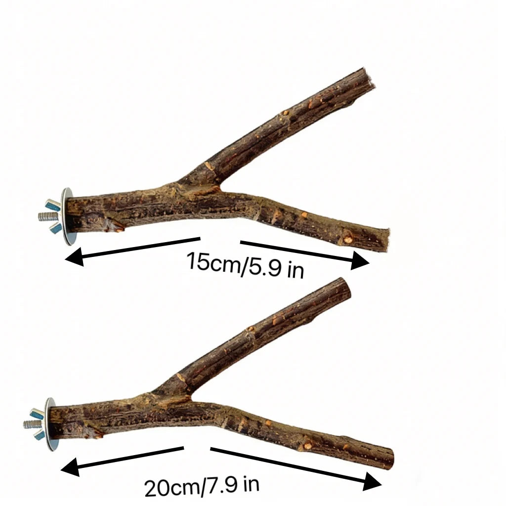 Natural Wood Forked Bird Perch for Small Parrots