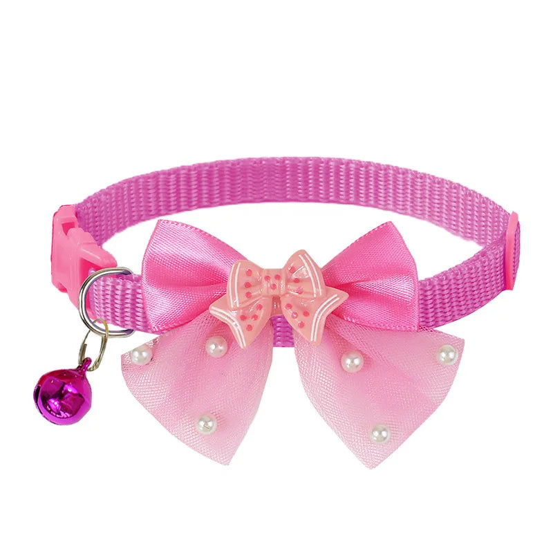 Adjustable Lace Bow Collar for Small Dogs and Cats