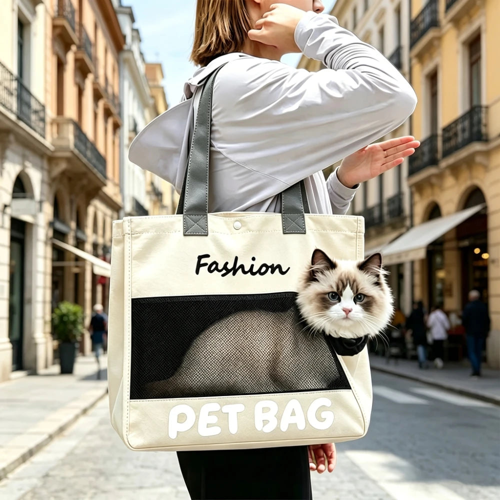 Breathable Head-Out Pet Carrier Tote for Cats and Small Dogs