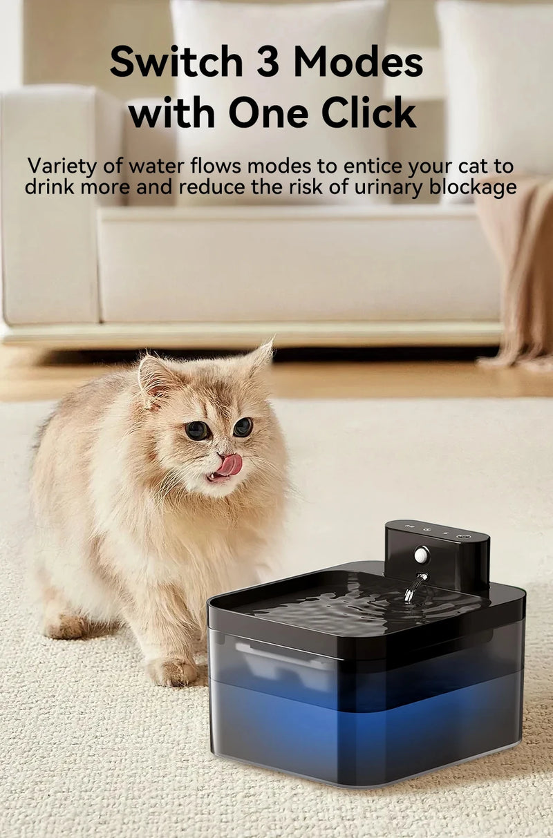 Wireless Cat Water Fountain with Infrared Sensor and 2600mAh Battery