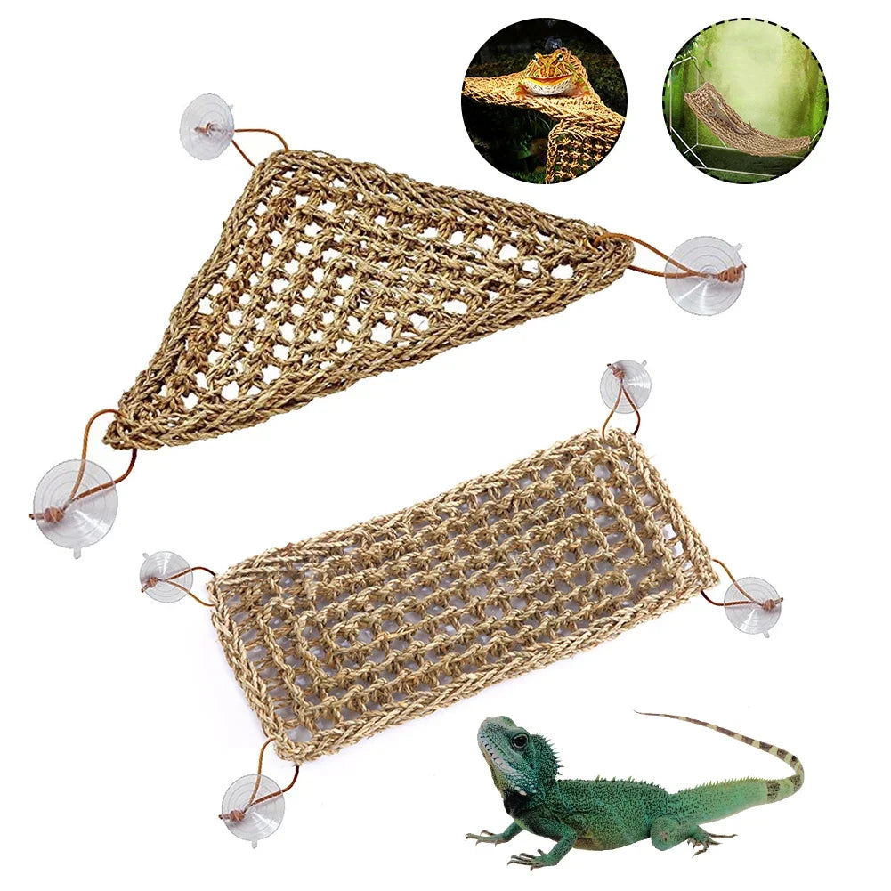 Natural Seaweed Reptile Hammock with Suction Cups