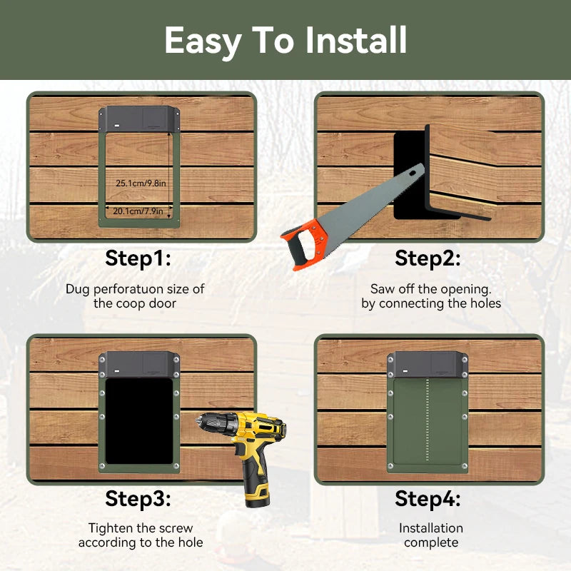 Battery-Powered Automatic Chicken Coop Door Opener with Light Sensor