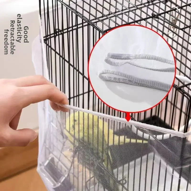 Stretchy Mesh Bird Cage Cover – Seed & Feather Catcher