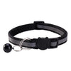 Black safety breakaway cat collar with a bell and adjustable strap.