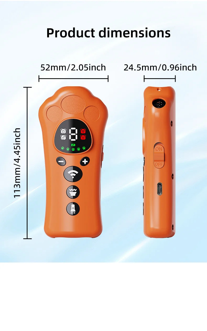 Paw-Shaped Ultrasonic Dog Repeller with Adjustable Frequency Levels and LED Flashlight