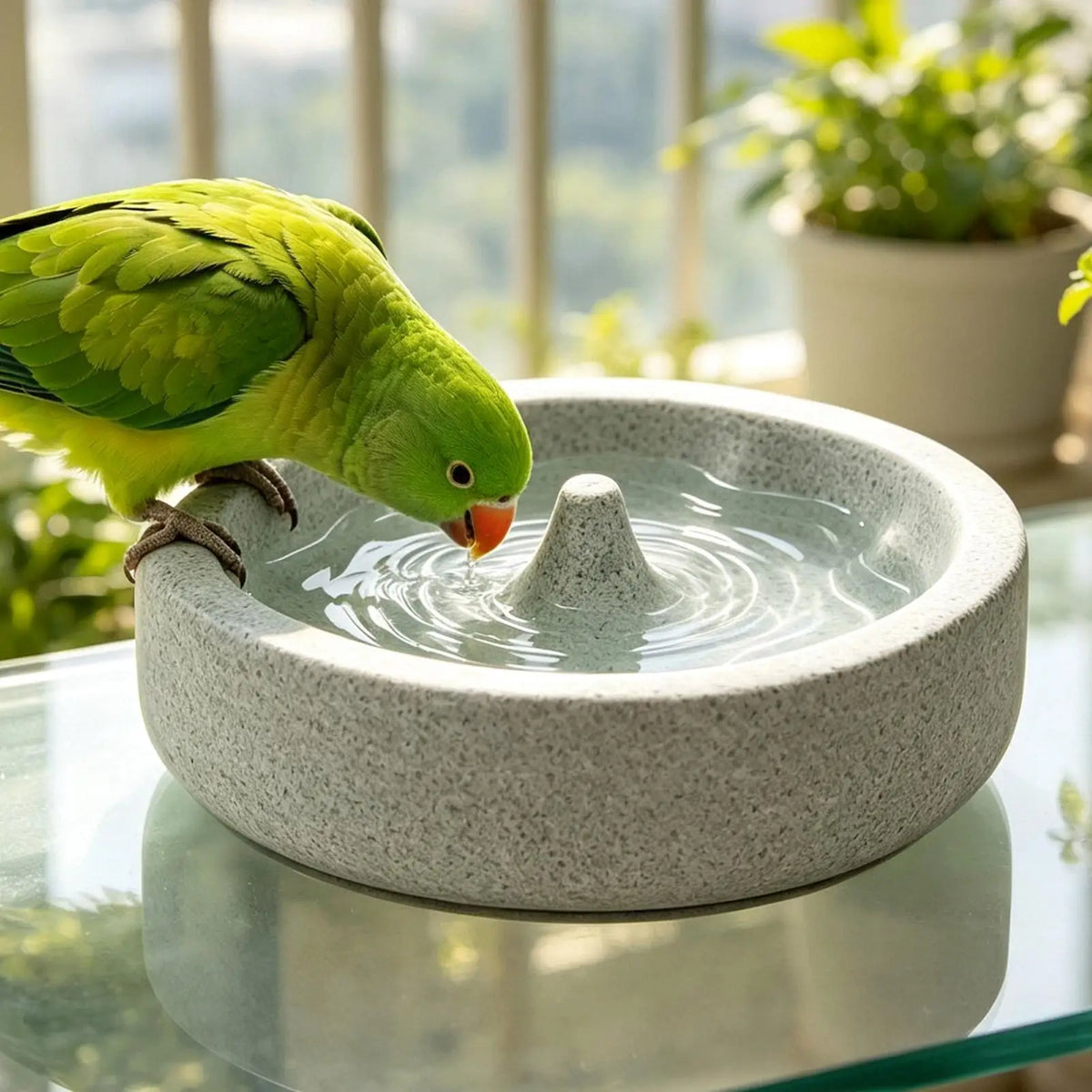 Natural Pumice Bird Feeding Bowl with Anti-Spill Design