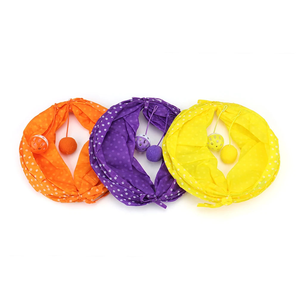 Foldable Cat Tunnel Toy with Ball