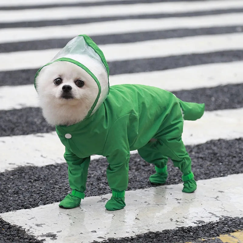All-in-One Waterproof Dog Raincoat with Full Leg Coverage