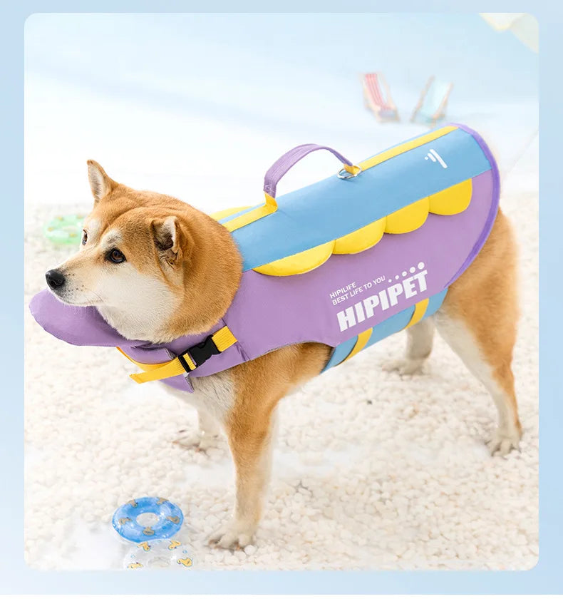 Adjustable Dog Life Jacket with Reflective Trim for Swimming and Water Safety