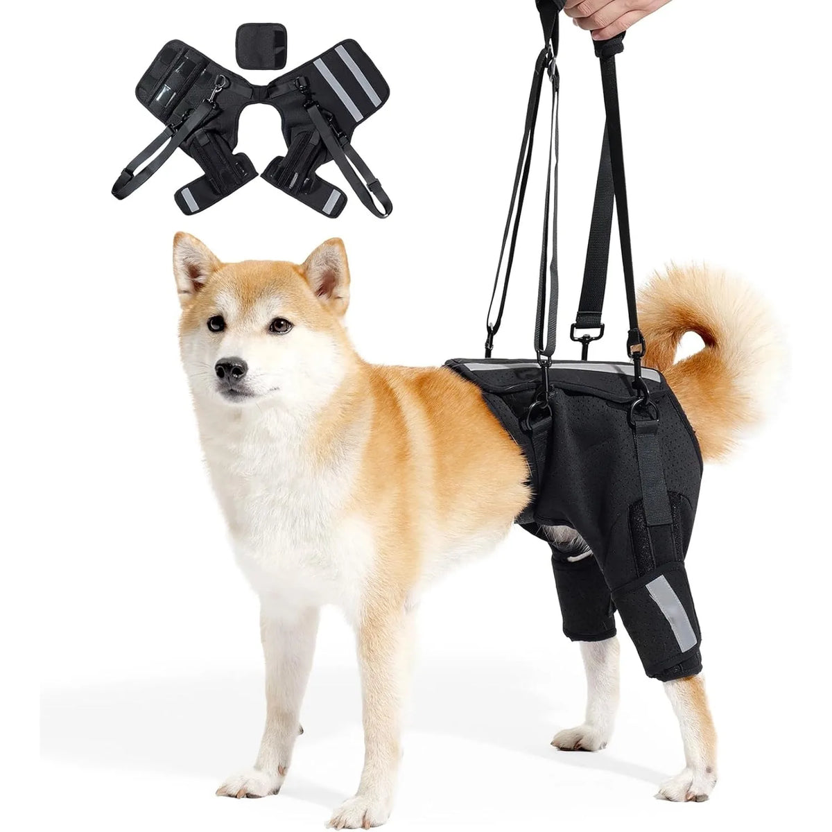 Dog Rear Leg Support Harness with Padded Lift Handle and Reflective Strips