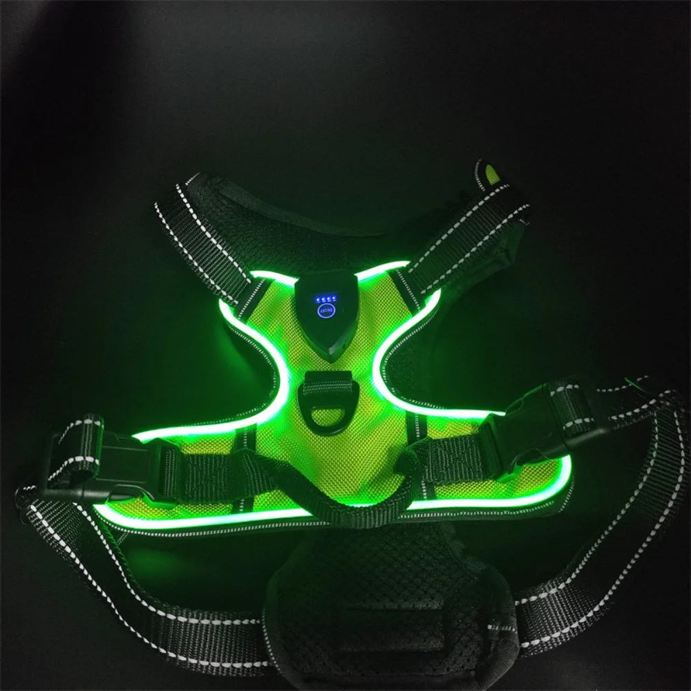 Rechargeable LED Dog Harness with Reflective Strips