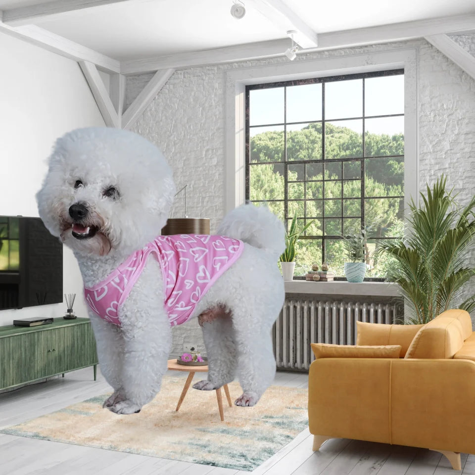 Breathable Heart-Print Pet Vest for Dogs & Cats