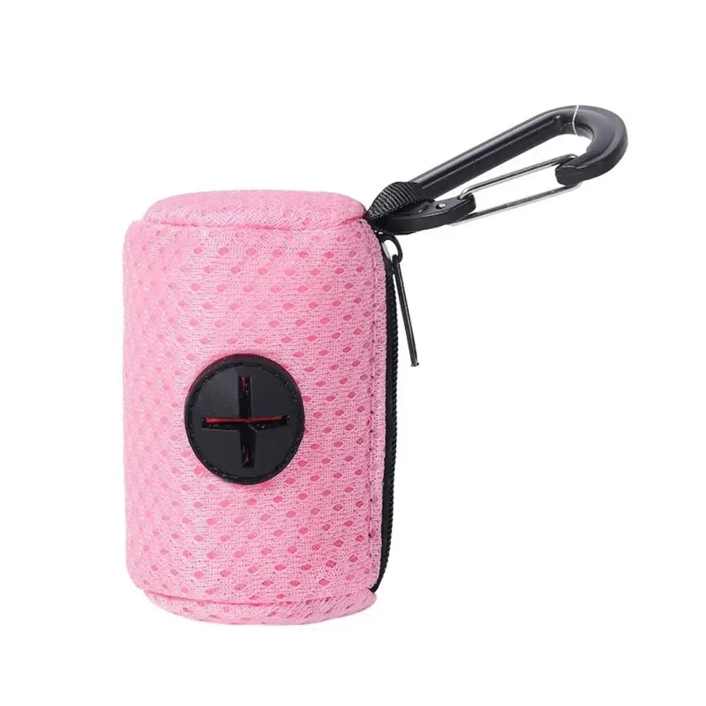 Portable Mesh Dog Waste Bag Dispenser with Carabiner Clip