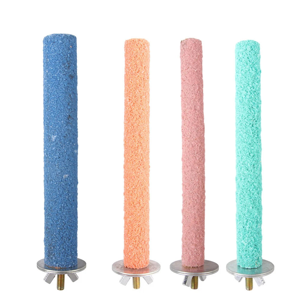 Colored Quartz Sand Bird Perch with Natural Wood Base