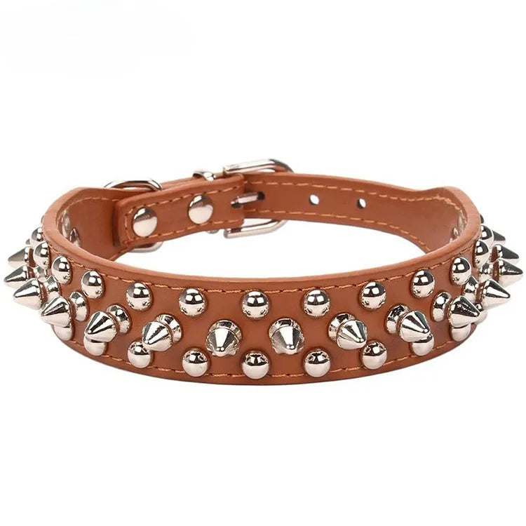 Punk Rivet Spiked Leather Dog Collar