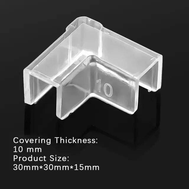 Klares Kunststoff-Aquarienwinkelschutz mit 10 mm Dicke und Maßen von 30x30x15 mm.