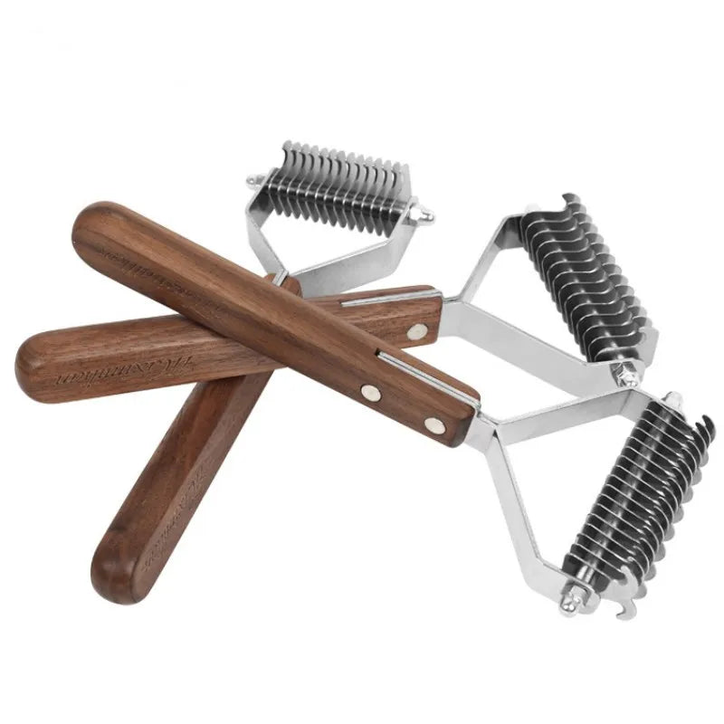 Double-Sided Wooden Pet Grooming Comb