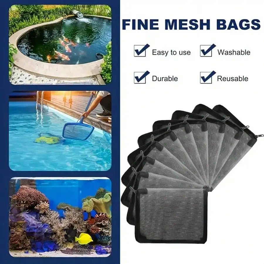 Set of 10 Aquarium Filter Media Mesh Bags with Zippers