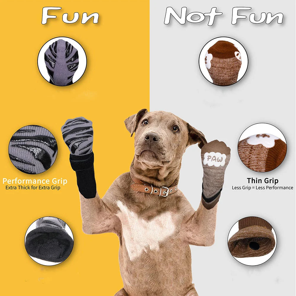 Anti-Slip Dog Socks for Hardwood Floors – Extra-Thick Grip, Protective Paw Wear