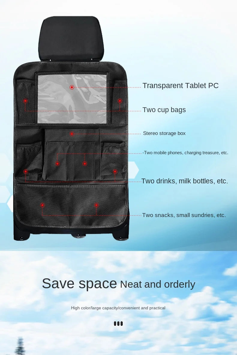 Car Backseat Organizer with Tablet Holder and Storage Pockets