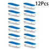 A set of twelve blue and silver activated charcoal replacement filters for cat water fountains.