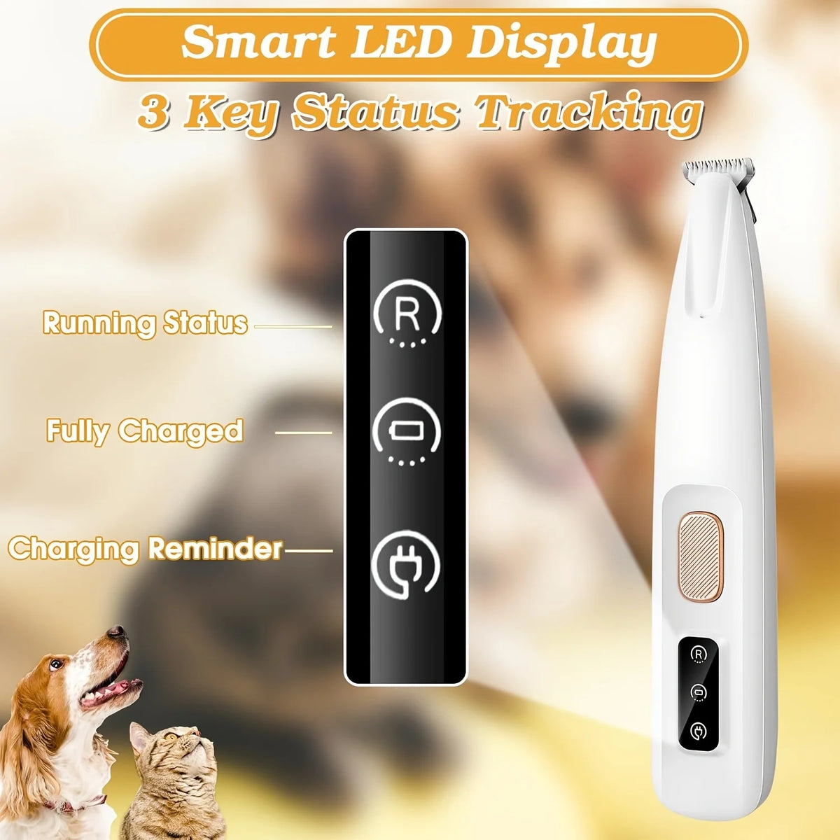 Rechargeable USB Pet Paw Trimmer – Quiet Hair Clipper for Cats and Dogs