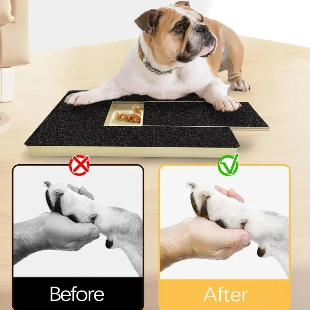 Wooden Dog Nail Scratching Board with Built-in Treat Box