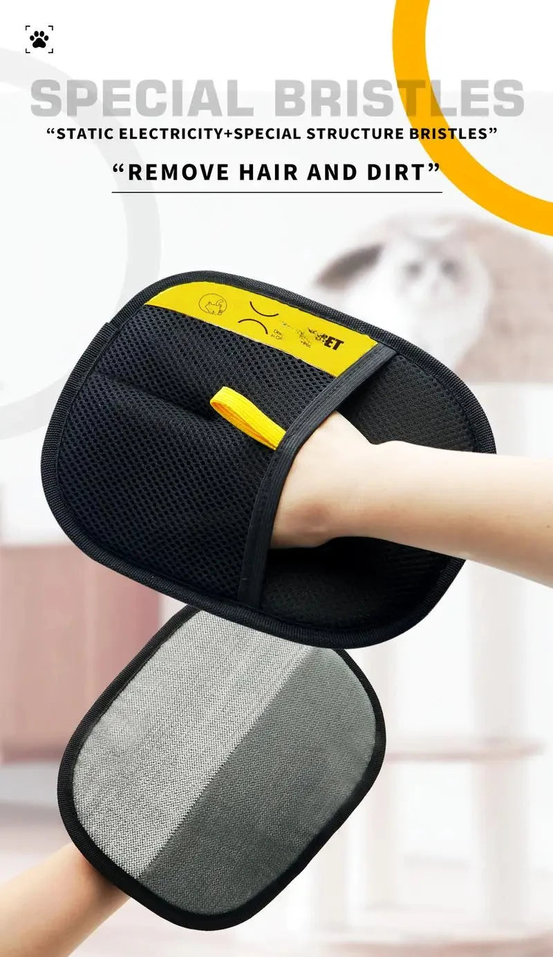 Pet Hair Removal Glove with Two-Way Brush for Cats, Dogs, and Furniture