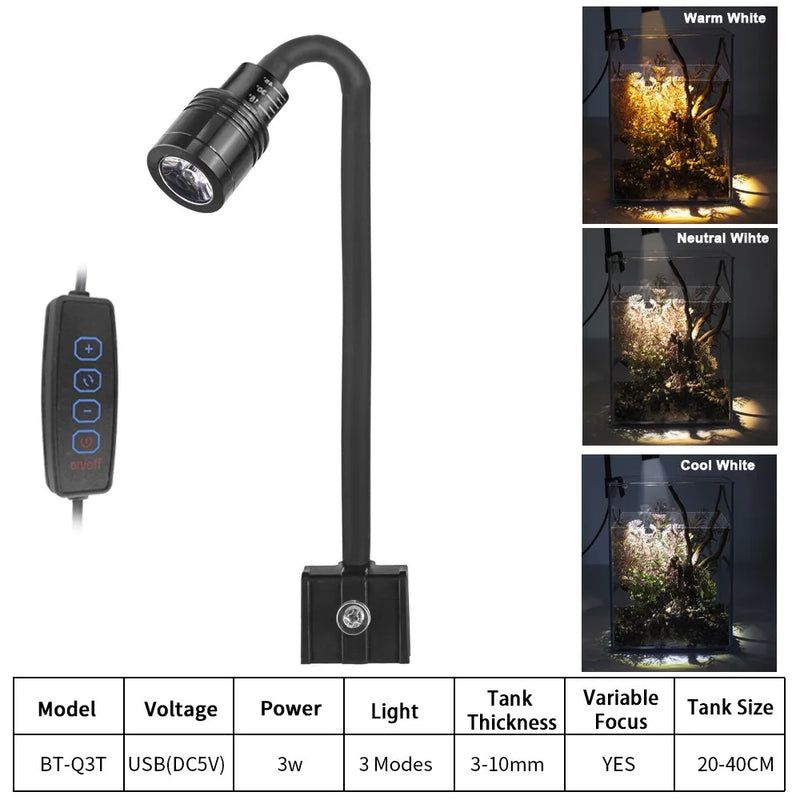 Lampe LED à pince pour aquarium - Design fin