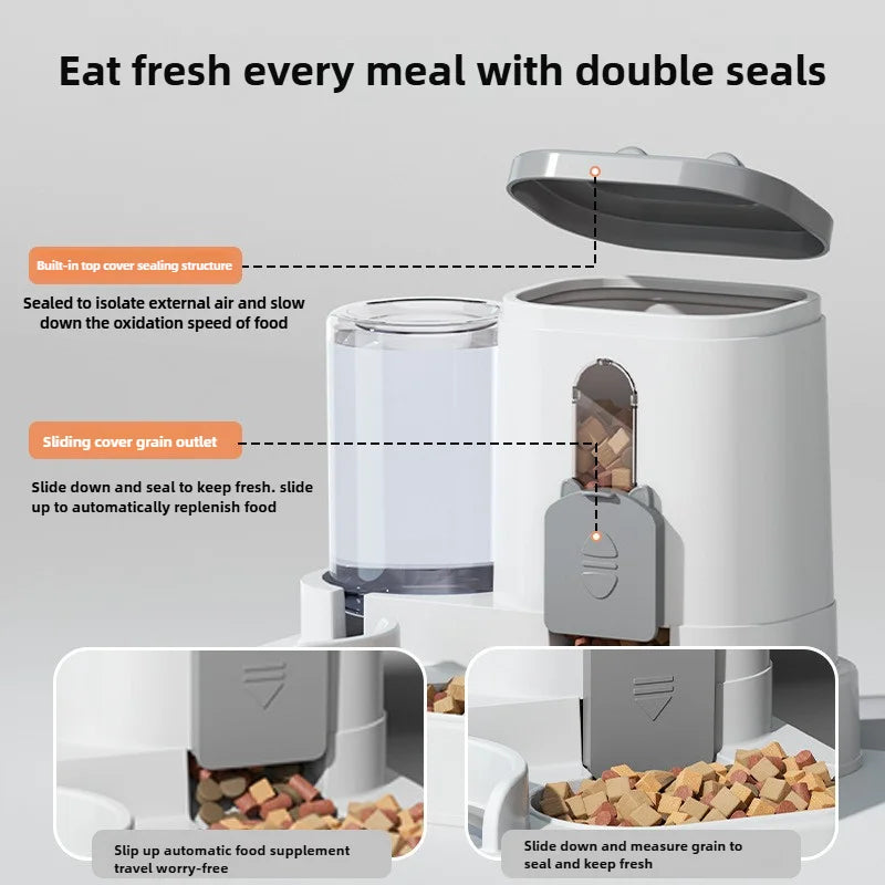 Cat and Dog Automatic Feeder with Spill Proof Water Fountain