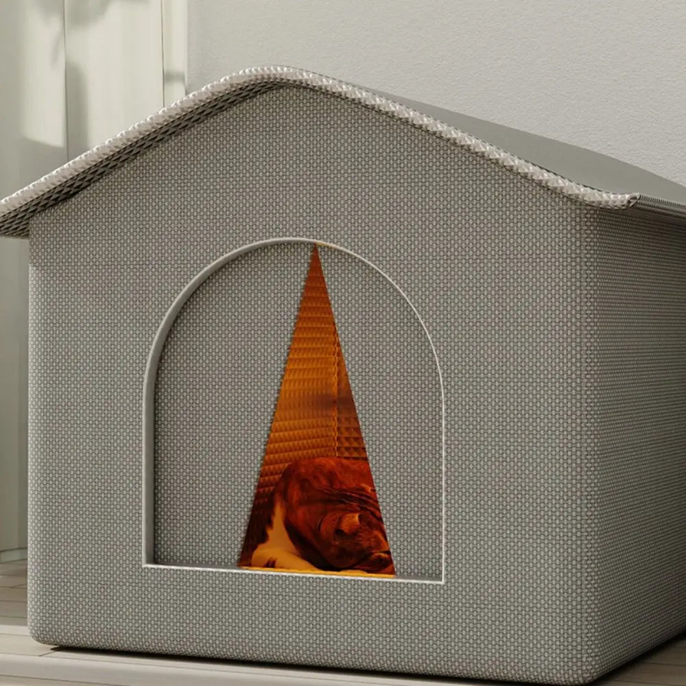 Foldable Waterproof Insulated Cat House with Thermal Lining